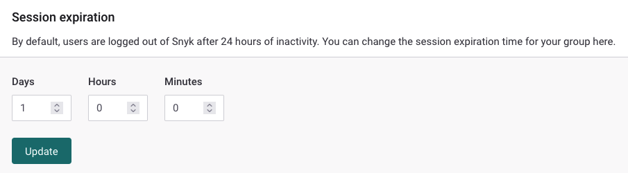 Session expiration area of Group settings