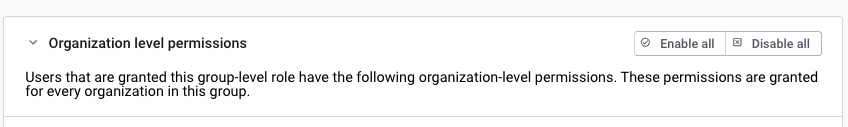 Organization-level permissions section