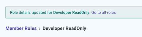 Role update confirmation message