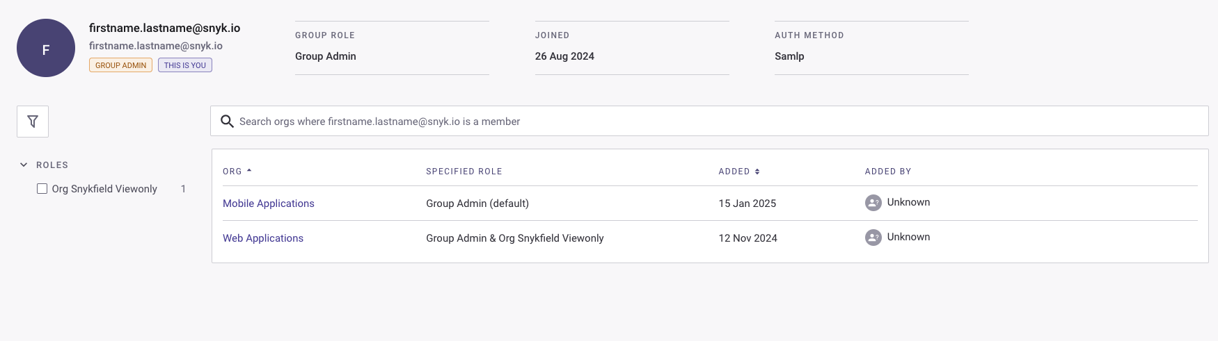 Group member details