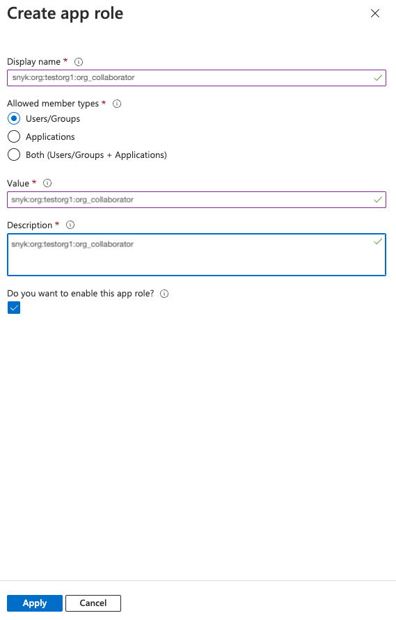 Create app role