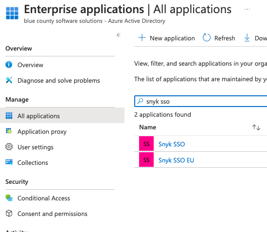 Select Enterprise Application in Entra ID